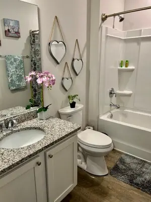 a bathroom with a sink and a toilet and a tub at Beach Room, for wonderful Vacation in Panama City Beach