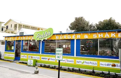 a burger and shake restaurant on the side of a street at Inlet Sands 206- Inlet Dreams in Panama City Beach