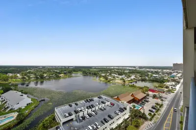 a view of a river from a building at Sterling Breeze #1702 by Book That Condo in Panama City Beach