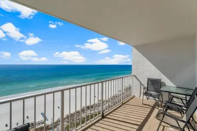 a balcony with a view of the ocean at The Summit 1216 in Panama City Beach