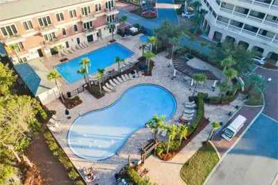 an overhead view of a swimming pool at a resort at 30A Villages of South Walton by Panhandle Getaways in Seacrest