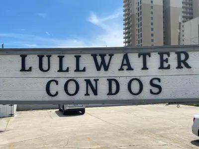 a sign that says winter comics on the side of a building at Lullwater Condos 291 in Panama City Beach