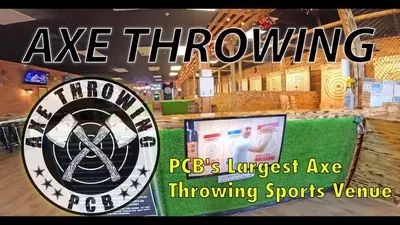 a sign that says axe throwing in a store at The Nest Egg in Panama City Beach