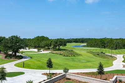 an aerial view of the golf course at the resort at Camp Creek Inn in Seacrest