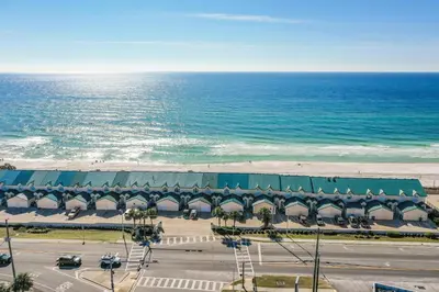 an aerial view of a building and the ocean at Beachside #8 - Beachfront - Sleeps 10! in Panama City Beach