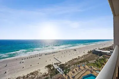 a view of the beach from an airplane at The Summit 1322 in Panama City Beach