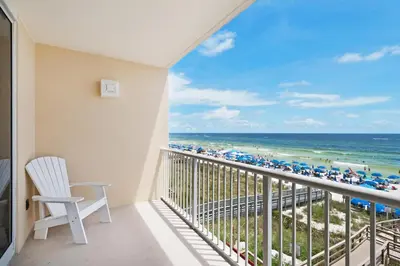 a balcony with a view of the beach at Majestic Beach Towers 1-314 in Panama City Beach