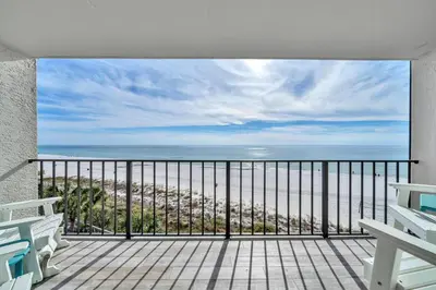 a balcony with a view of the ocean at Edgewater Tower 3-412 in Panama City Beach