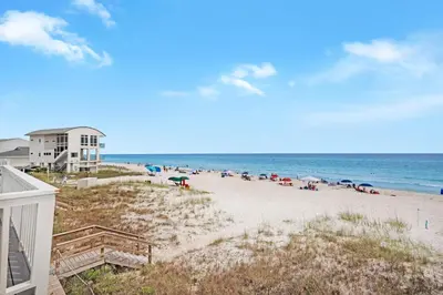a beach with a group of people with umbrellas at SeaRenity at Inlet 2 in Panama City Beach