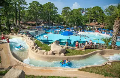 a group of people in a water park at Modern Beach Bungalow in Panama City Beach