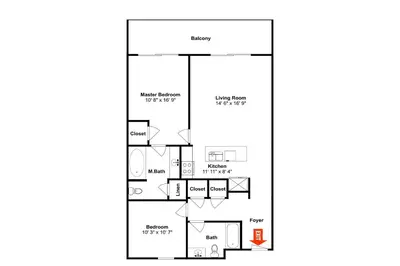 a floor plan of a house at Sterling Reef #305 in Panama City Beach