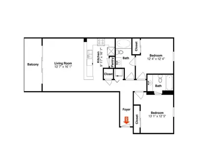 a floor plan of a house at Majestic Beach Towers I #1111 in Panama City Beach