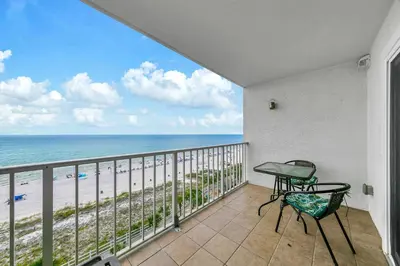 a balcony with a view of the beach at The Summit 928 in Panama City Beach