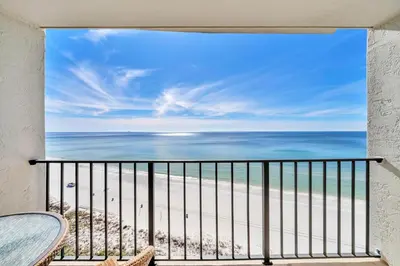 a balcony with a view of the beach at Edgewater Tower 2-1208 in Panama City Beach