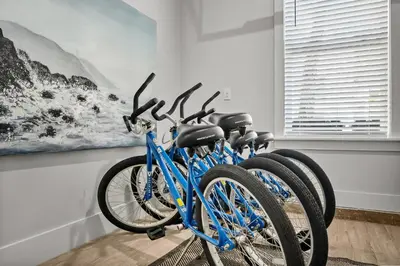 two bikes parked next to each other in a room at 30A Pet Friendly Beach House - 33 Sunset by Panhandle Getaways in Rosemary Beach