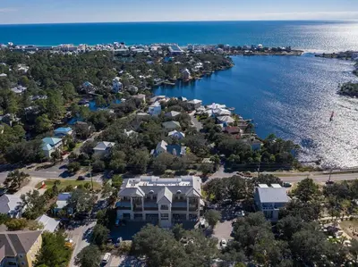 an aerial view of the shoreline of a resort at Eastern Lake Village #E - Just 4 Fun in Seagrove Beach