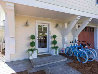 a group of bikes parked outside of a house at All Decked Out 30A in Seagrove Beach