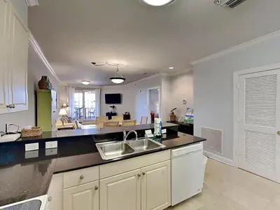 a kitchen with a sink and a counter top at Village Of South Walton #403E in Rosemary Beach