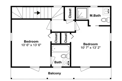 a black and white floor plan of a house at Bungalows at Seagrove #138 in Seagrove Beach