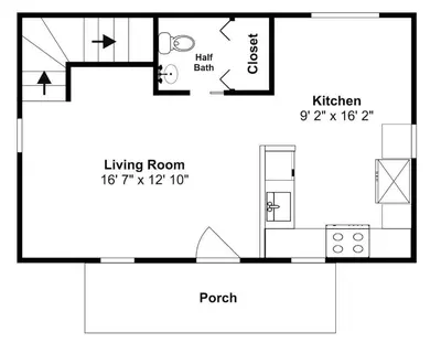 a drawing of a floor plan of a house at Bungalows at Seagrove #142 in Seagrove Beach