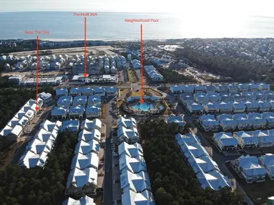 an aerial view of a city with tall buildings at Seas The Day 30A in Santa Rosa Beach