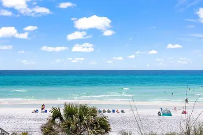 a group of people on a beach with the ocean at The Perfect View in Santa Rosa Beach
