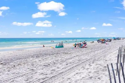 a group of people on a beach with the ocean at The Perfect View in Santa Rosa Beach
