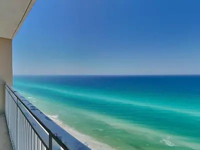 a view of the ocean from a balcony at Emerald Beach #2535 in Panama City Beach