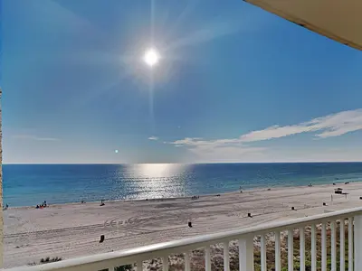 a view of the beach from a balcony at Long Beach Resort Tower I #506 in Panama City Beach