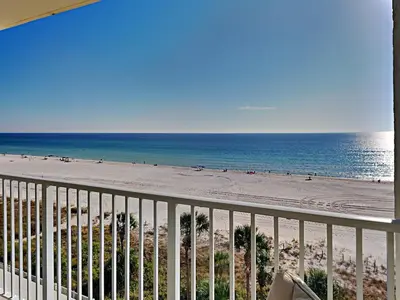 a view of the beach from a balcony at Long Beach Resort Tower I #506 in Panama City Beach