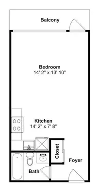 a floor plan of a room with a bathroom at Continental 419 in Panama City Beach