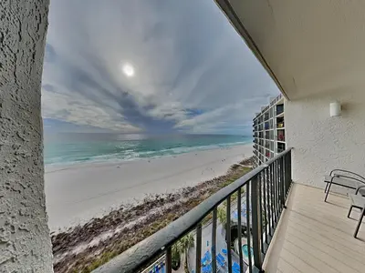 a balcony with a view of the beach at Edgewater Tower III 1006 in Panama City Beach