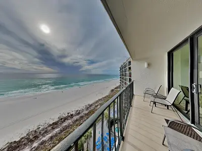 a balcony with a view of the beach at Edgewater Tower III 1006 in Panama City Beach