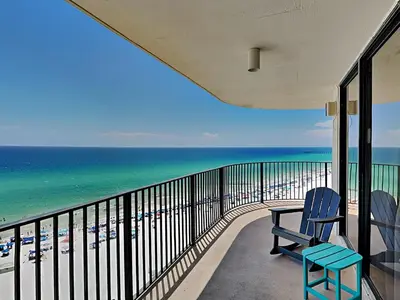 a balcony with a view of the beach at Edgewater Tower III 1114 in Panama City Beach