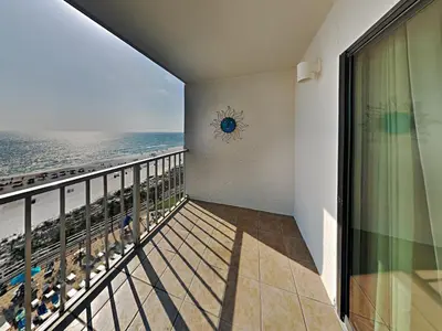 a balcony with a view of the ocean at Summit Beach Resort #915 in Panama City Beach