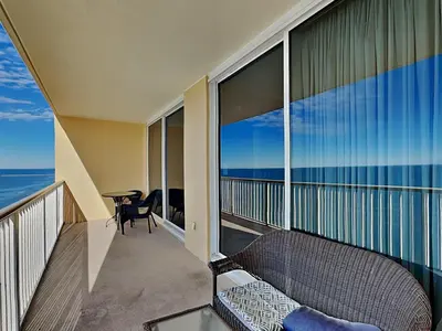 a balcony with a view of the ocean at Majestic Beach Towers II #2005 in Panama City Beach