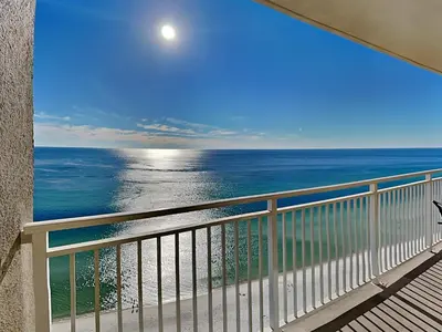a balcony with a view of the ocean at Emerald Beach #1927 in Panama City Beach