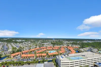 an aerial view of a city with a building at Majestic Beach Towers I #1105 in Panama City Beach
