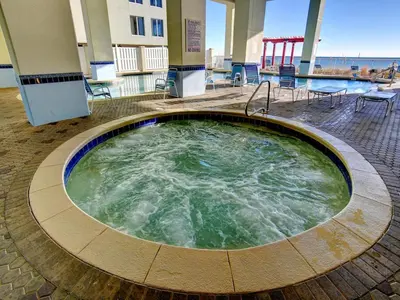 a hot tub in the middle of a building at Majestic Beach Towers I #1703 in Panama City Beach
