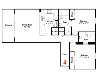 a floor plan of a house at Majestic Beach Towers I #1311 in Panama City Beach