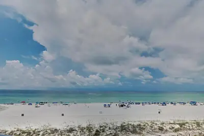 a group of people on a beach with the ocean at Edgewater Tower III #302 in Panama City Beach