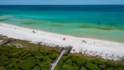 an aerial view of a beach with the ocean at Beachcrest 903 in Santa Rosa Beach