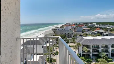 a view of the beach from the balcony of a condo at Beachcrest 906 in Santa Rosa Beach