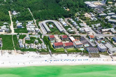 an aerial view of a resort on the beach at Palms D7 in Santa Rosa Beach
