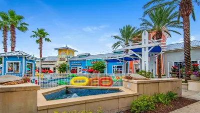 an amusement park with a pool and a playground at Leo's Hideaway in Panama City Beach