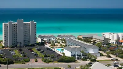 an aerial view of a resort with a parking lot at Emerald Hill 36 in Santa Rosa Beach