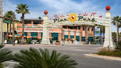 a large building with a sign for a theme park at Seabreeze in Panama City Beach