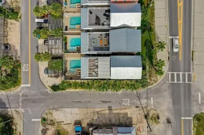 an overhead view of a city street with buildings at Amzg Gulf view,4 Bd/3.5 Bath Home, Pvt heated Pool in Panama City Beach