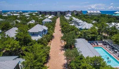 an aerial view of a resort with a swimming pool at Magnolia Cottages by the Sea by Panhandle Getaways in Seacrest