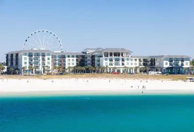 a view of a beach with a ferris wheel at Embassy Suites By Hilton Panama City Beach Resort in Panama City Beach